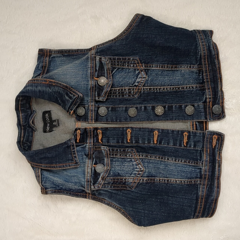 New Look Girl's Denim Jacket Vest Sz Medium